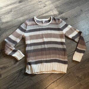 Sonoma Women's Striped Sweater - Brown and Cream